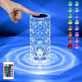 16-Color Changing Rose Crystal Diamond Table Lamp