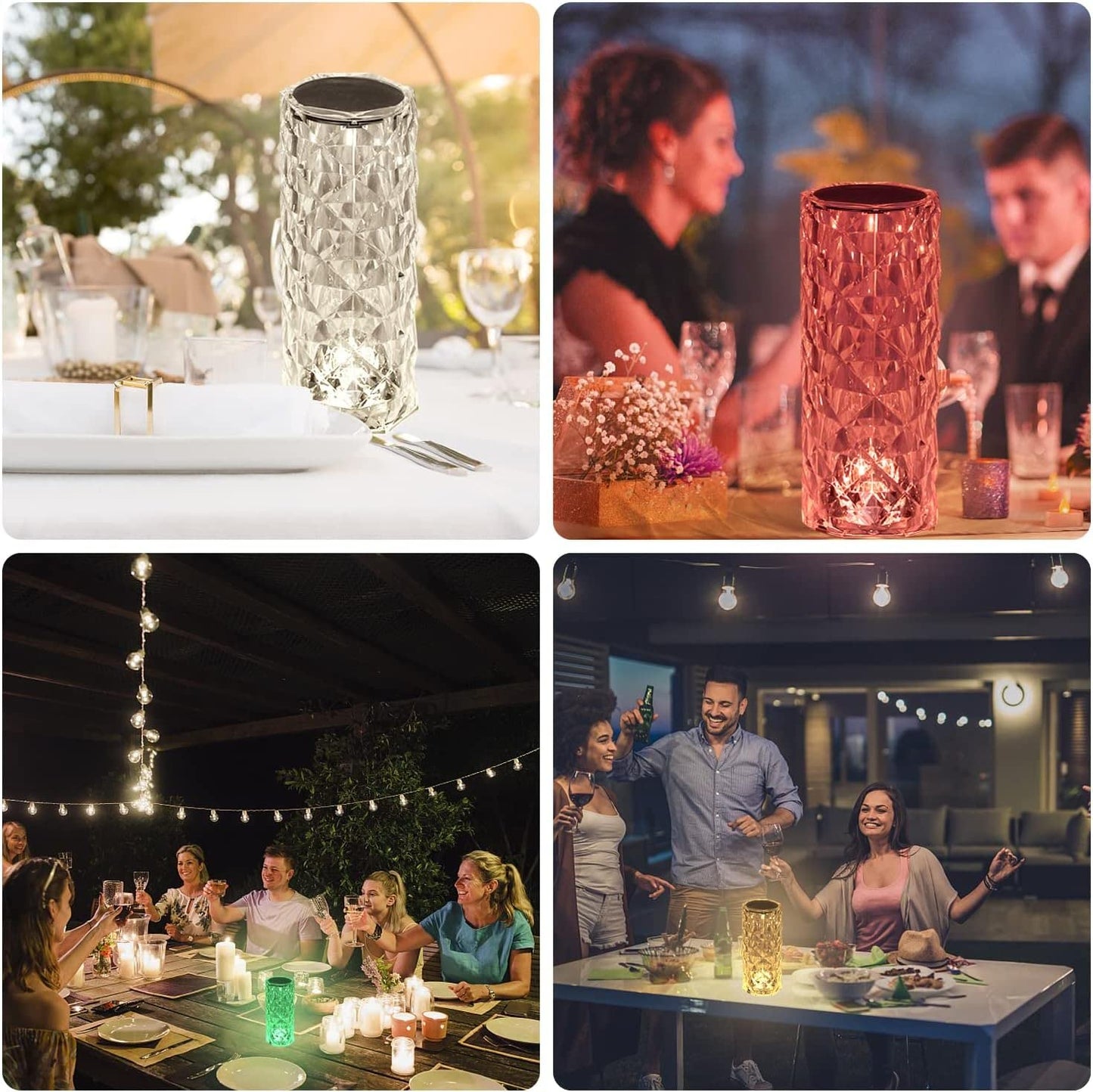 16-Color Changing Rose Crystal Diamond Table Lamp