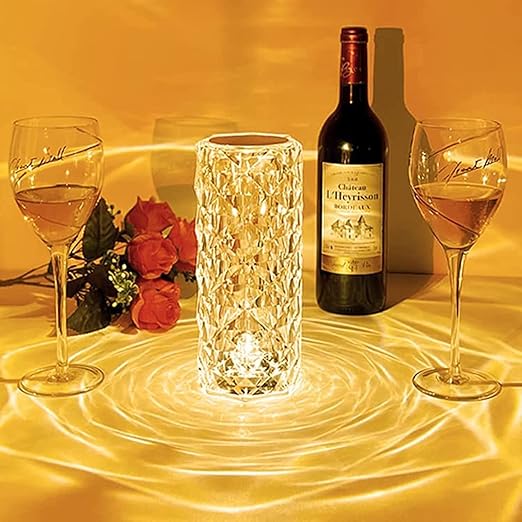 16-Color Changing Rose Crystal Diamond Table Lamp