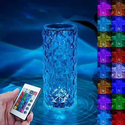 16-Color Changing Rose Crystal Diamond Table Lamp