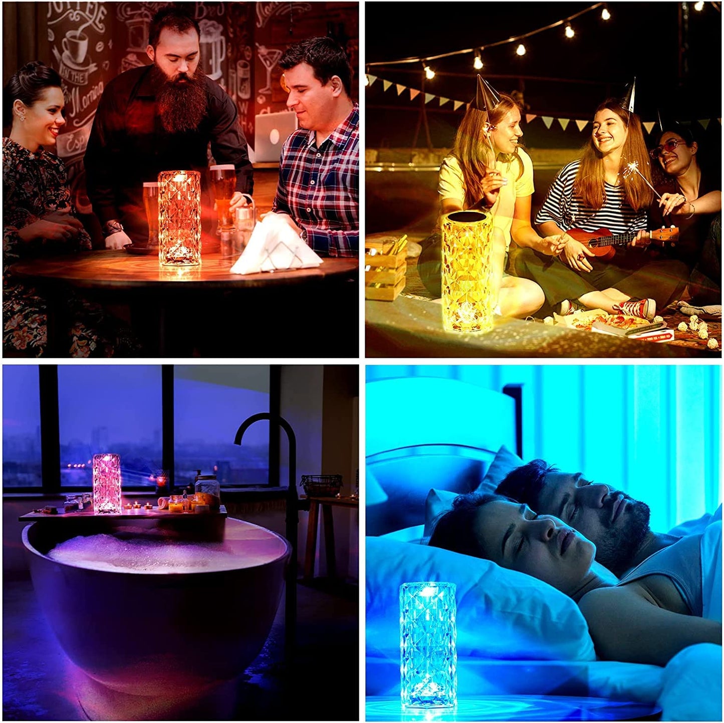 16-Color Changing Rose Crystal Diamond Table Lamp